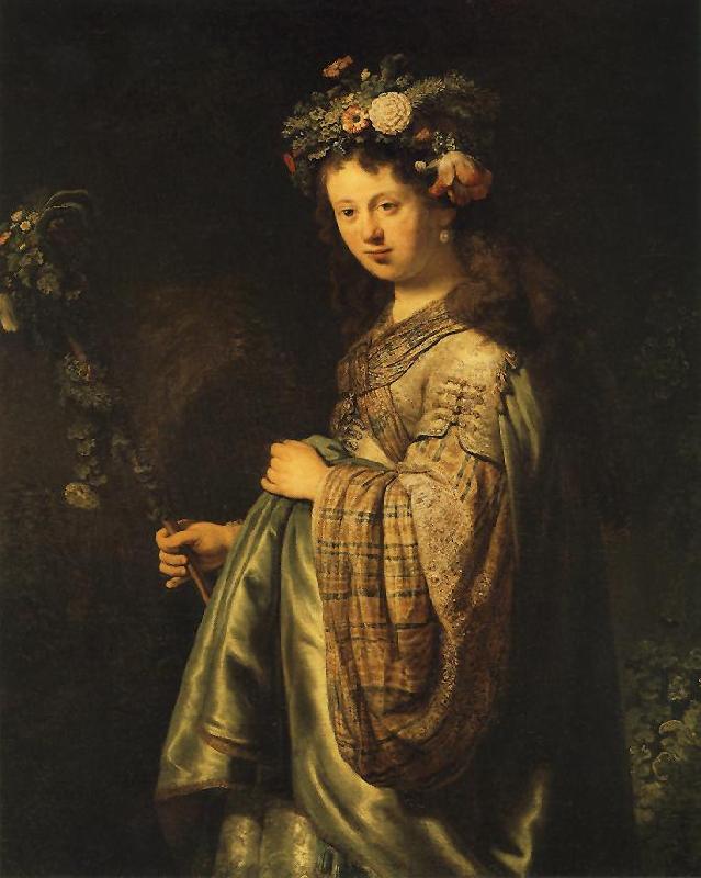 REMBRANDT Harmenszoon van Rijn Saskia as Flora oil painting picture